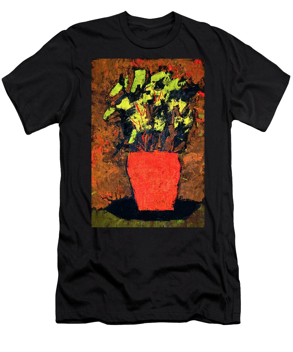 Red Vase T-Shirt featuring the painting Red Vase by Marty Klar