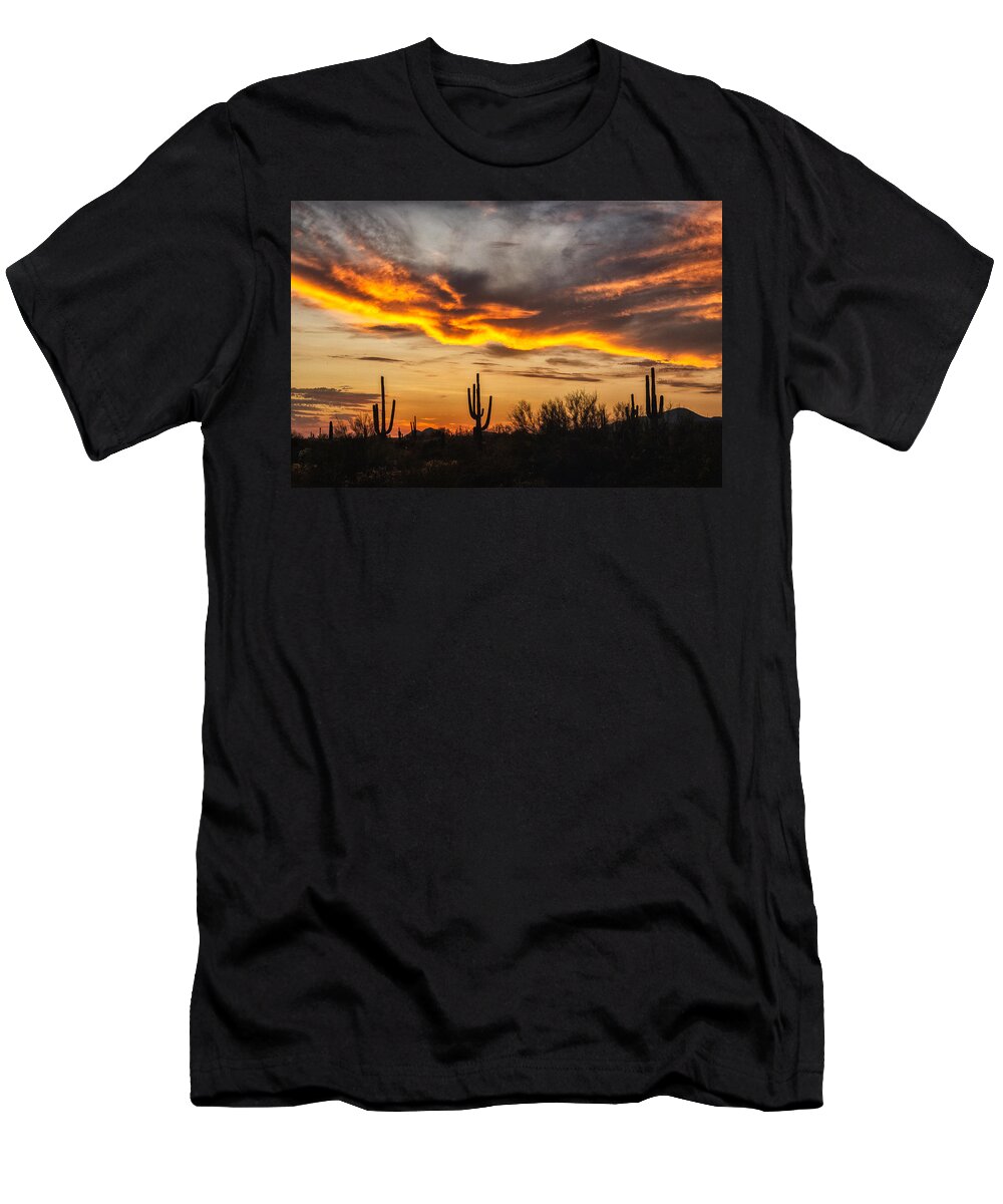 Saguaro Sunset T-Shirt featuring the photograph Ride The Sunset Wave by Saija Lehtonen