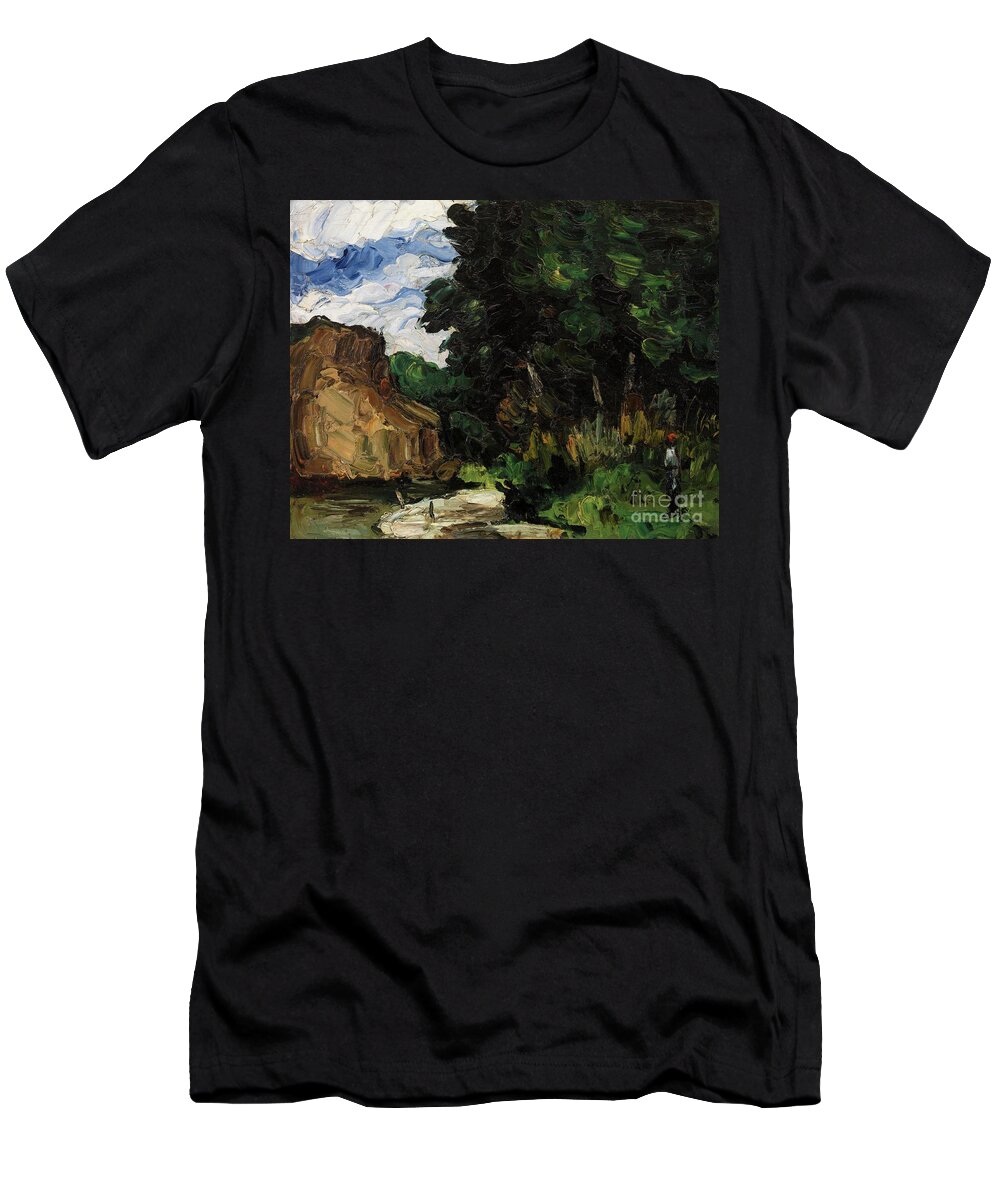 Abstraction T-Shirt featuring the painting River Bend, C.1865 by Paul Cezanne