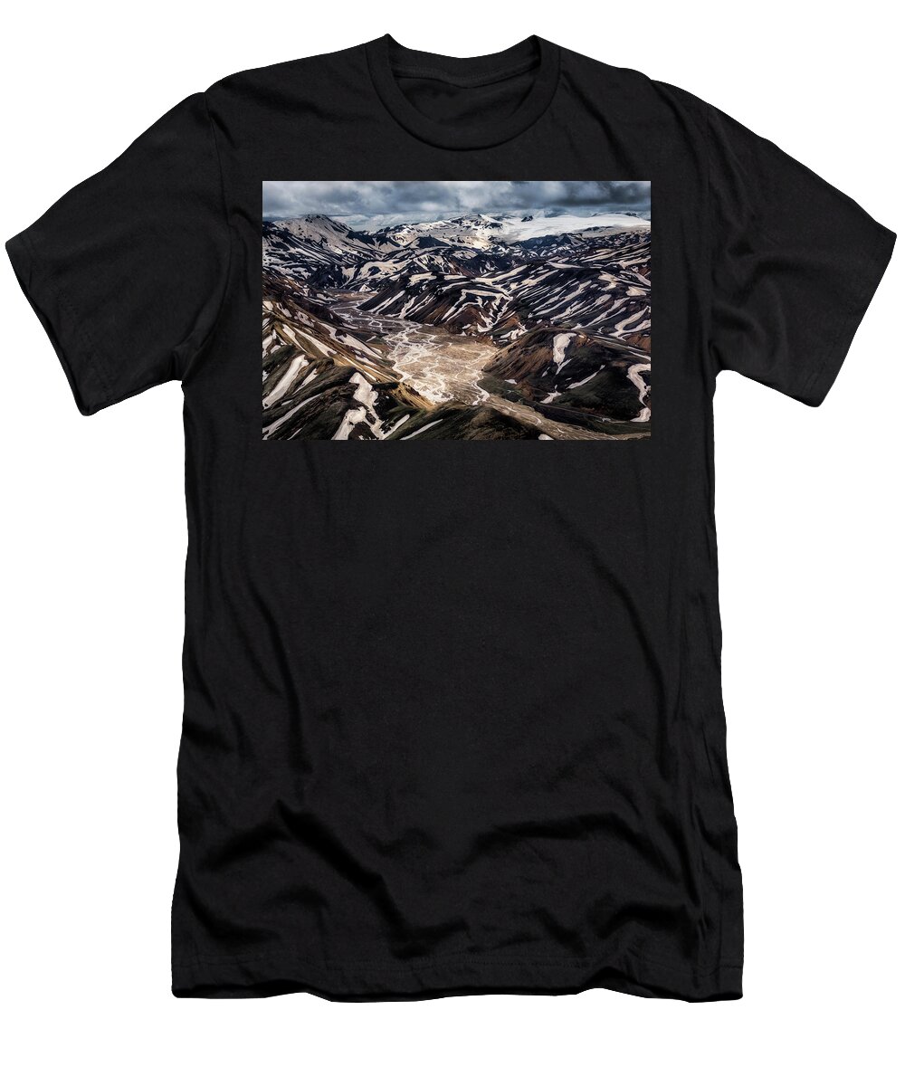 Photography T-Shirt featuring the photograph Riverbeds In Landmannalaugar, Central by Panoramic Images