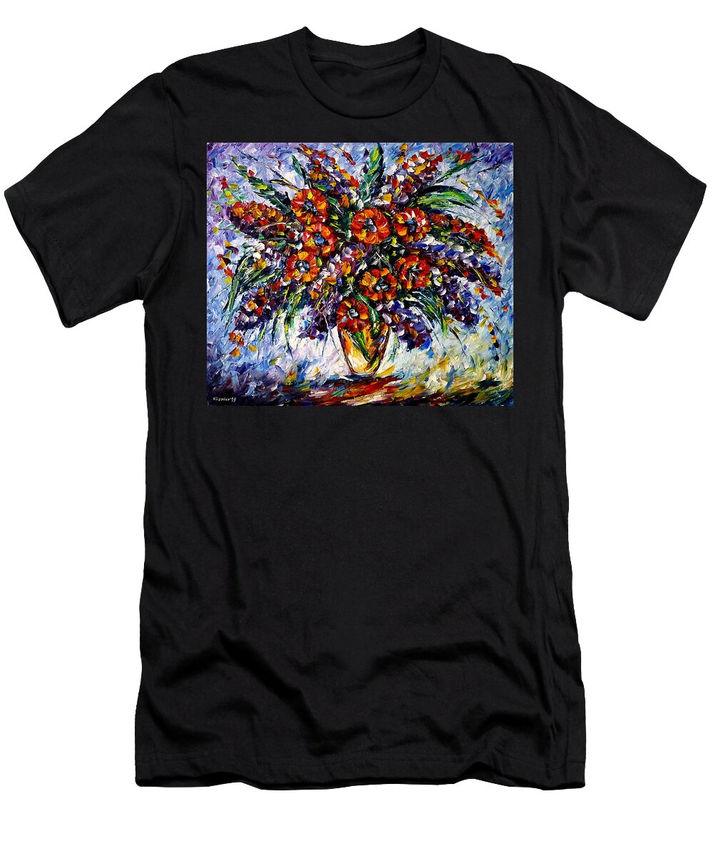 Wild Flower Painting T-Shirt featuring the painting Romantic Moment by Mirek Kuzniar