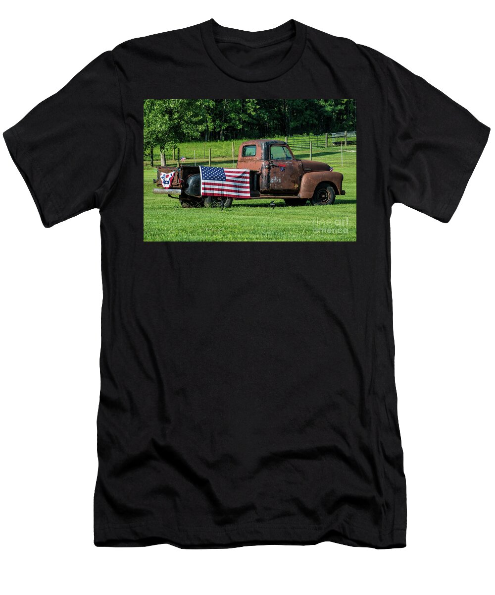 Rural Kentucky - Vintage Pickup Truck - American Flag T-Shirt by Gary  Whitton - Fine Art America