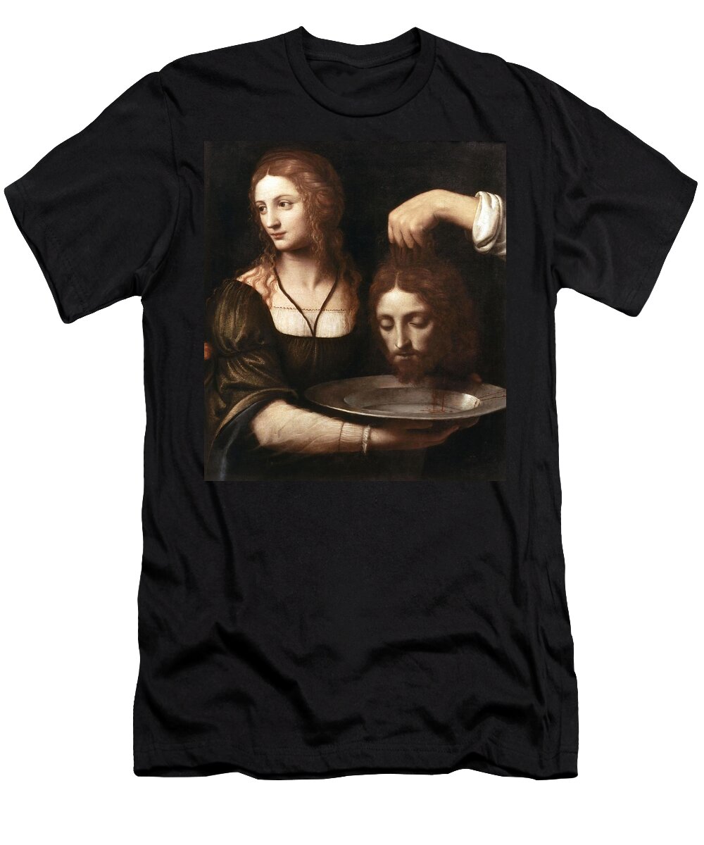 Bernardino Luini T-Shirt featuring the painting Salome With The Head Of John The Baptist. Bernardino Luini . by Bernardino Luini -c 1480-1532-