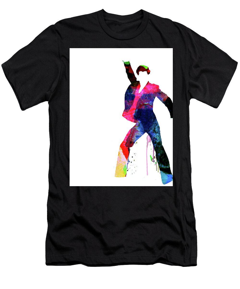 Movies T-Shirt featuring the mixed media Saturday Night Fever Watercolor by Naxart Studio