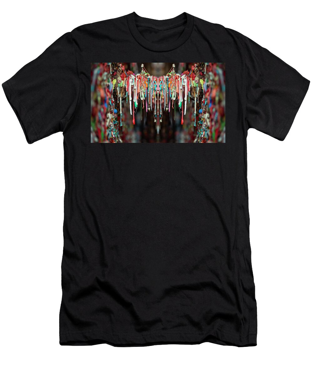 Gum T-Shirt featuring the digital art Seattle Post Alley Gum Wall Reflection 3 by Pelo Blanco Photo
