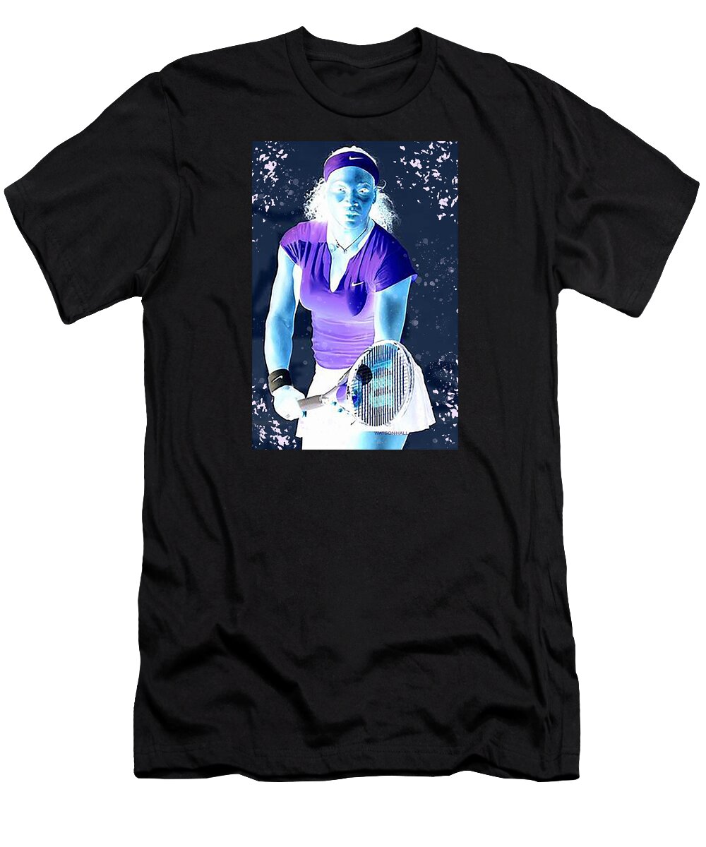 Serena Williams T-Shirt featuring the digital art Serena - Ready to Go - Negative by Marlene Watson