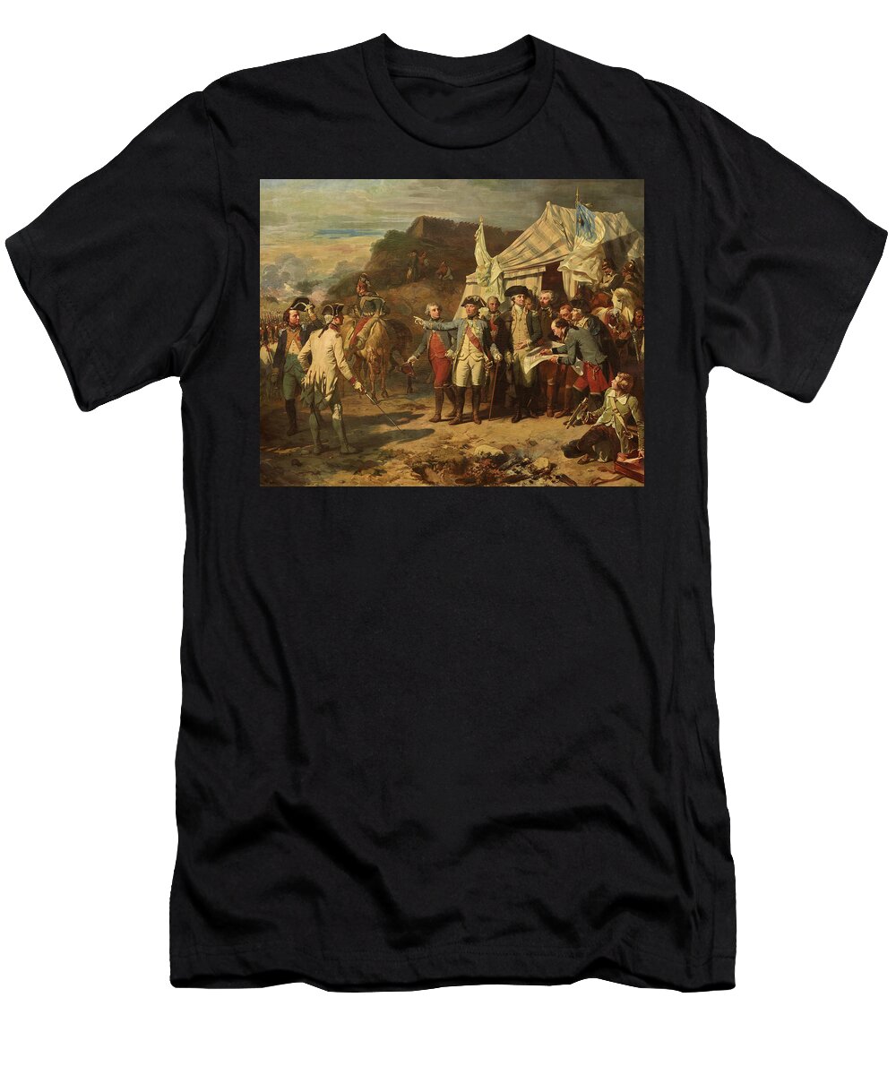 Auguste Couder T-Shirt featuring the painting Siege de Yorktown by Auguste Couder