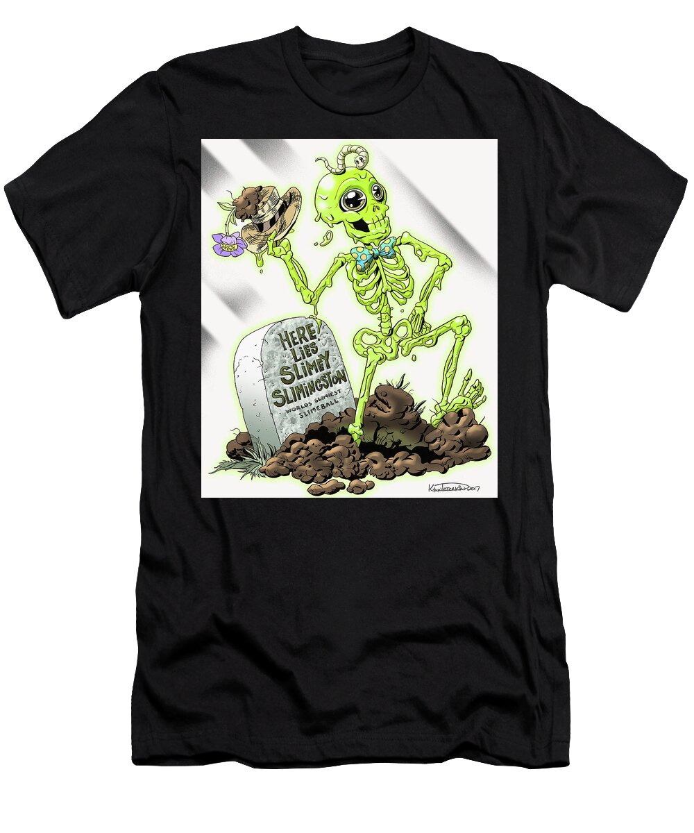 Halloween T-Shirt featuring the digital art Slimey Slimingston by Kynn Peterkin