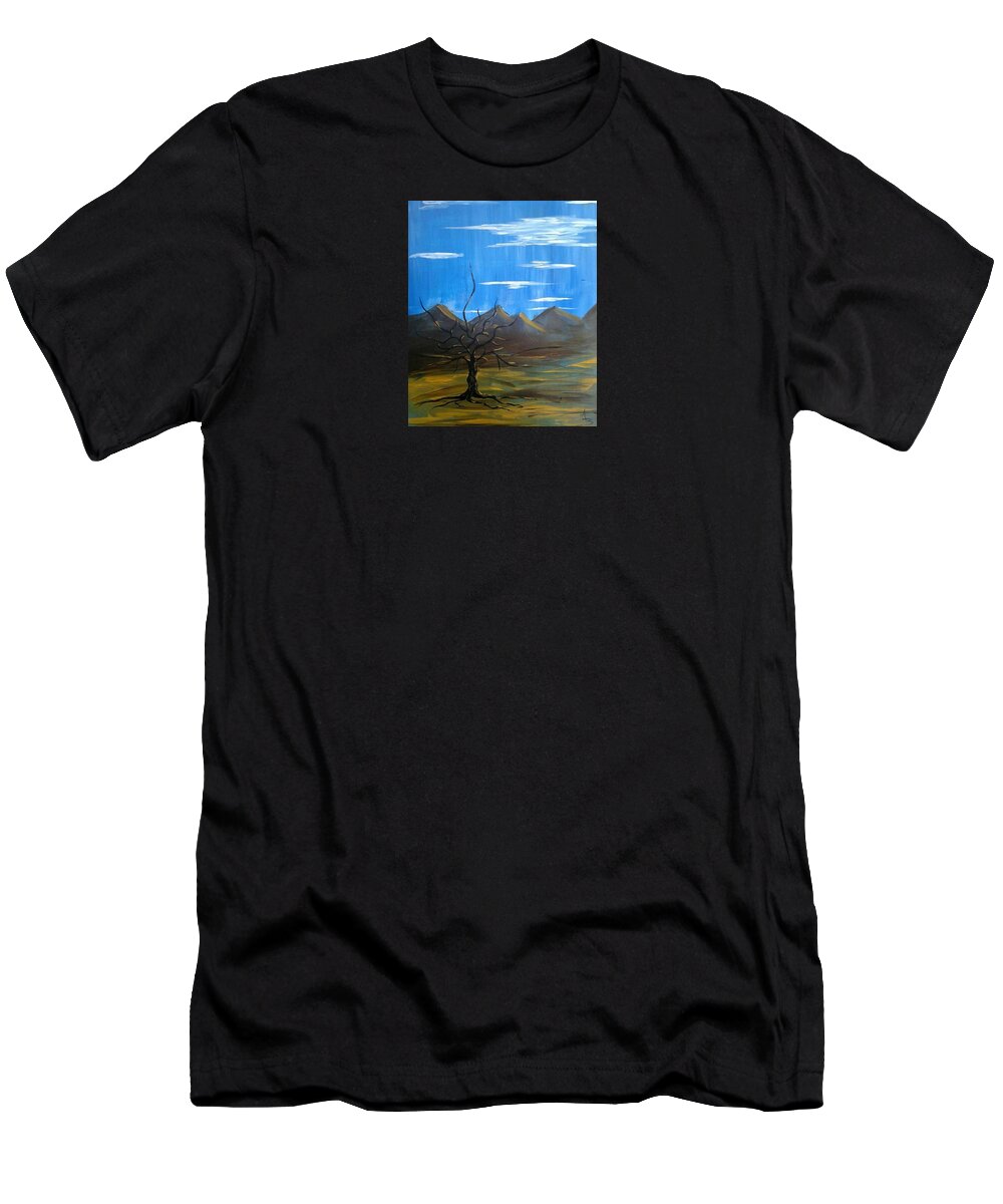 Tree T-Shirt featuring the painting Solo and Beautiful by Aaron Bombalicki