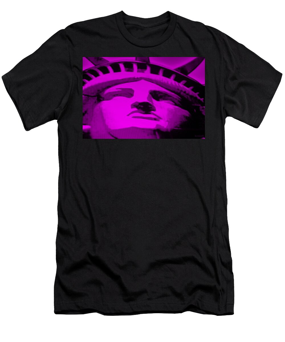 Statue Of Liberty T-Shirt featuring the photograph STATUE OF LIBERTY in PURPLE by Rob Hans