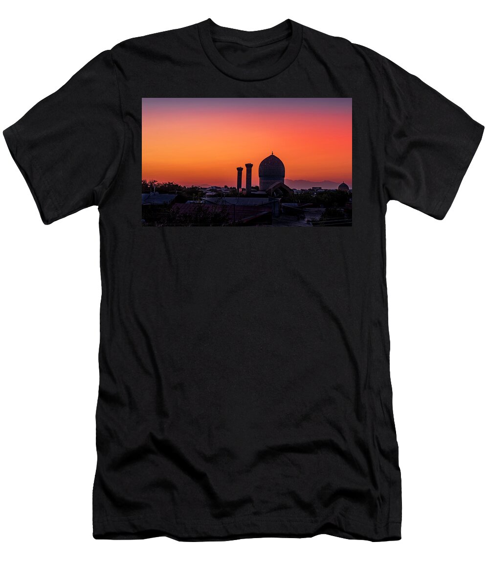 Sunrise T-Shirt featuring the digital art Sunrise in Samarkand by Pravine Chester