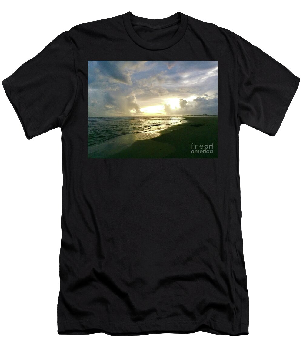 Sunset At The Beach T-Shirt featuring the photograph Sunset at the Beach by Flavia Westerwelle
