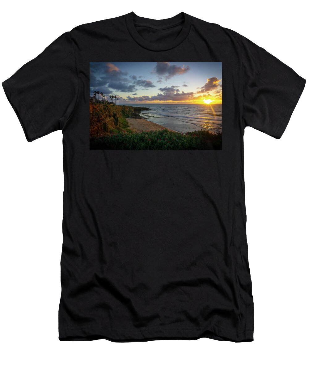 Sunset T-Shirt featuring the photograph Sunset Cliffs Crescendo by Richard A Brown