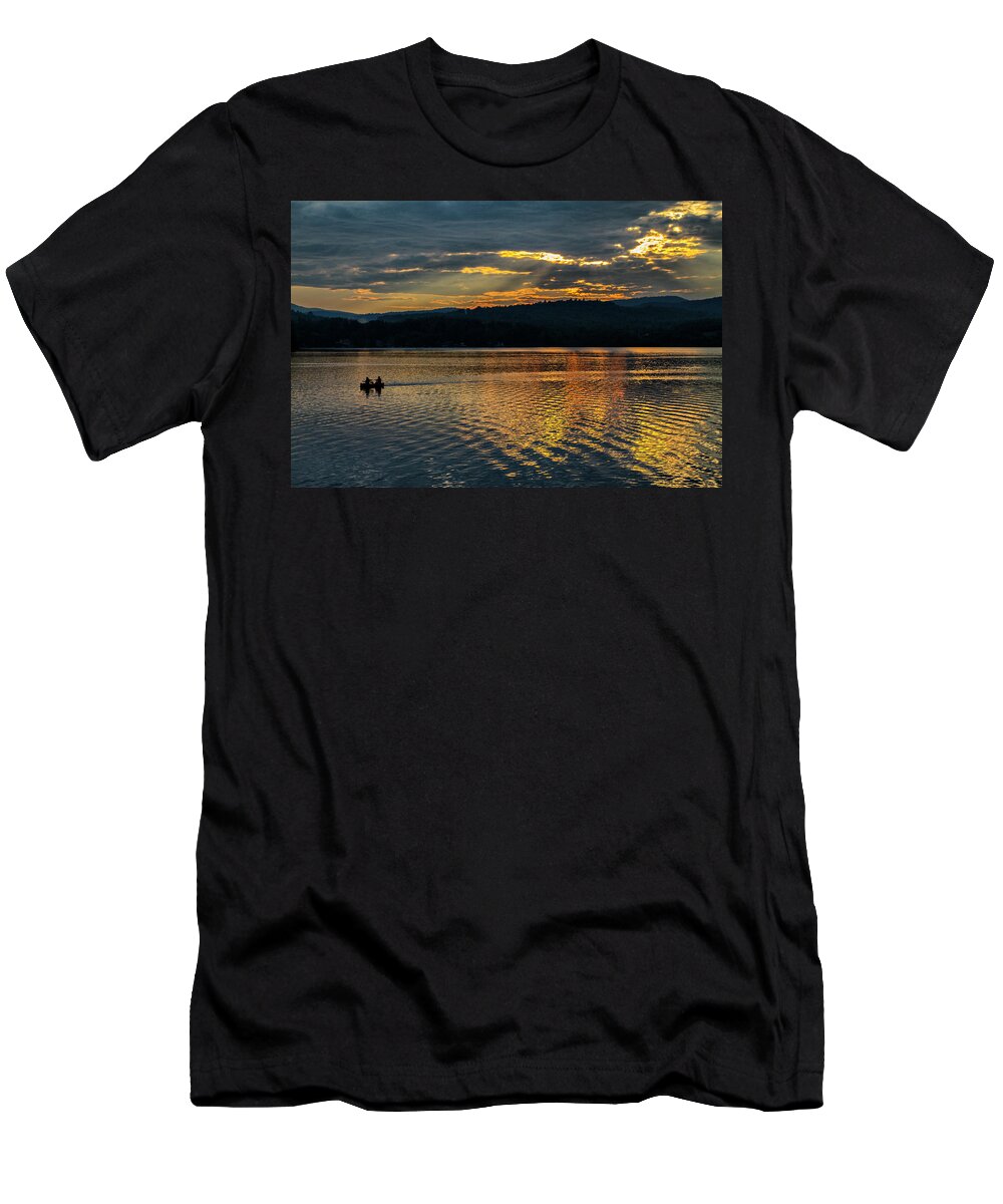 Sunset T-Shirt featuring the photograph Sunset Kayaking by Betty Pauwels