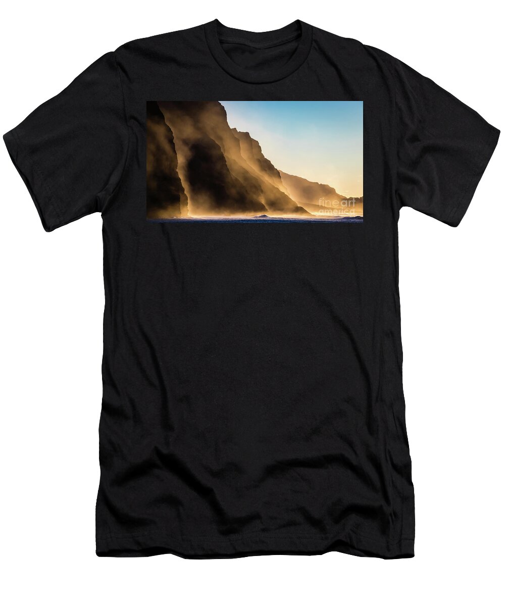 Cliffs T-Shirt featuring the photograph Sunset on the rocks by Lyl Dil Creations