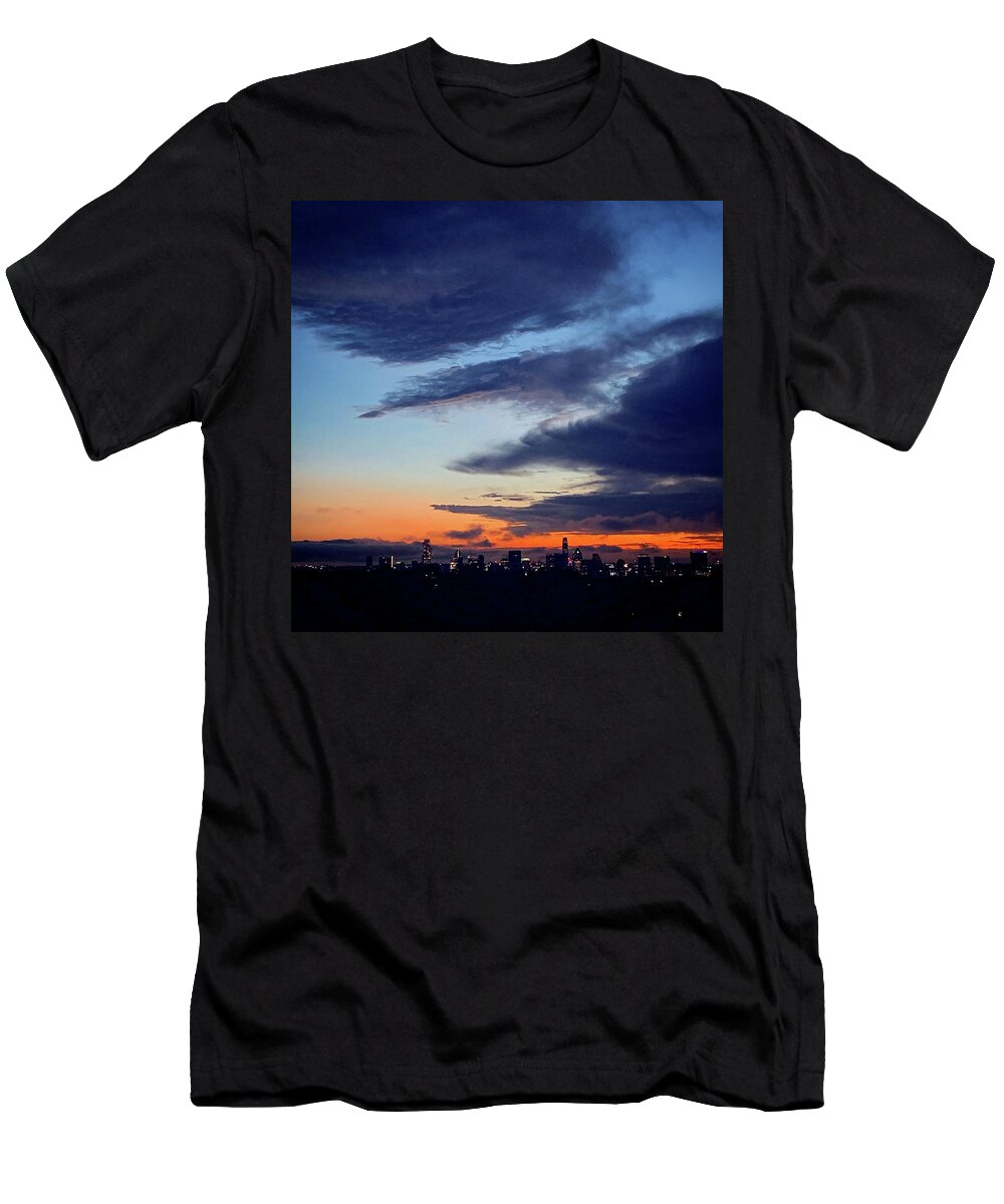 Daniel T-Shirt featuring the painting Sunset over Austin by Daniel Nelson