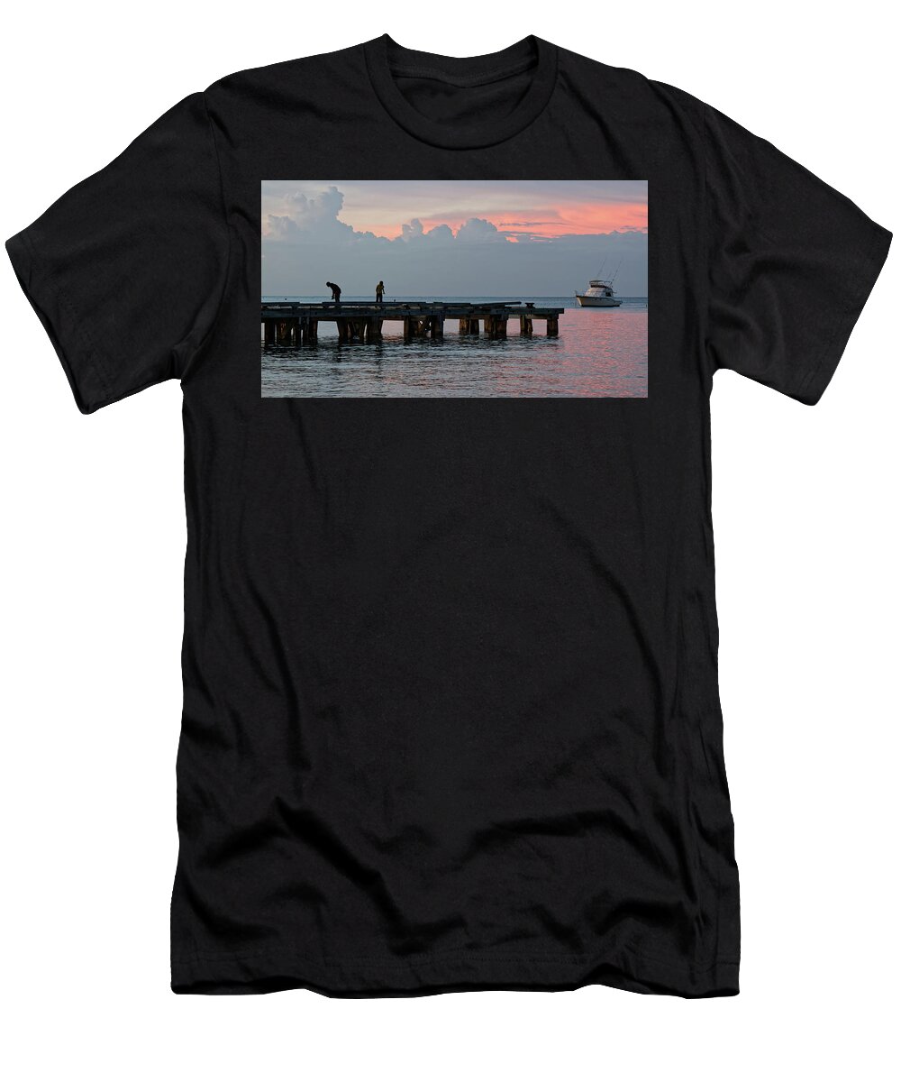 Landscape T-Shirt featuring the photograph Sunset pier by Shirley Mitchell