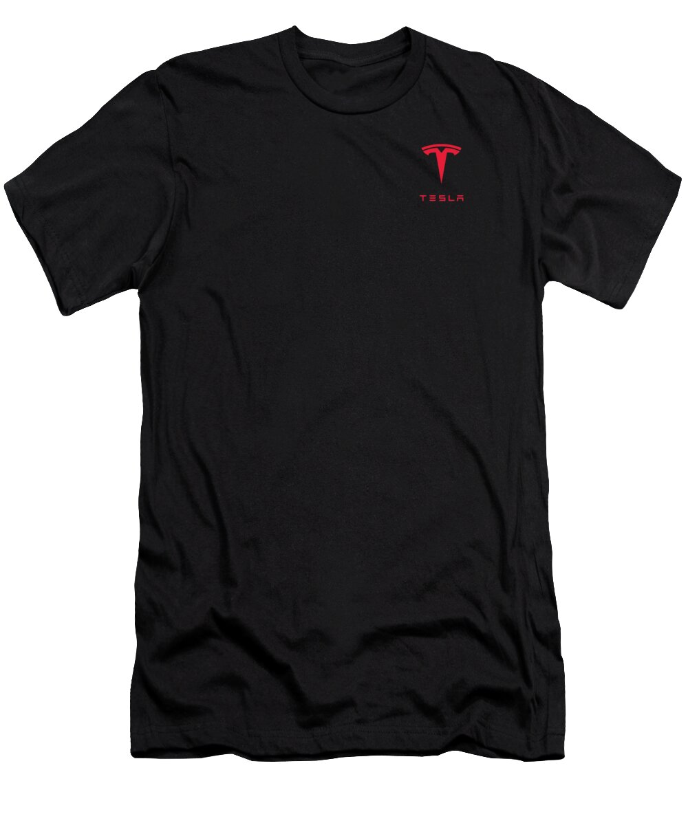 Tesla T-Shirt featuring the digital art Tesla Logo Red by Vany Syazahira