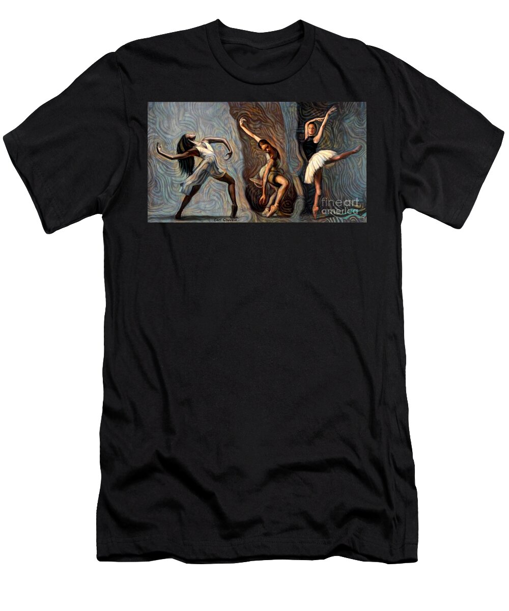Dance Art T-Shirt featuring the mixed media The Art of Dance by Carl Gouveia