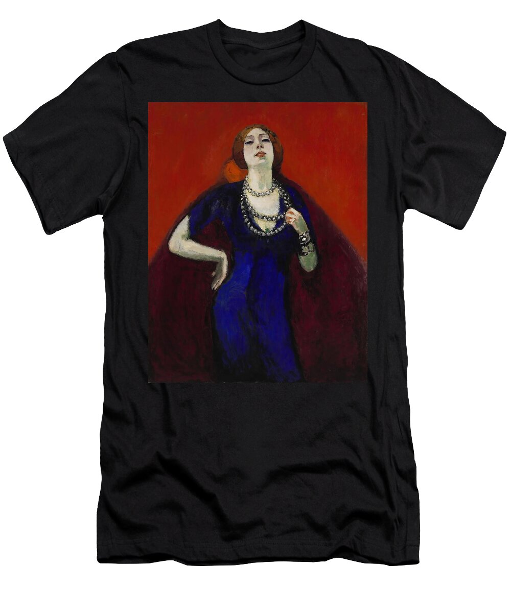 Kees Van Dongen T-Shirt featuring the painting The Blue Dress. by Kees van Dongen -1877-1968-