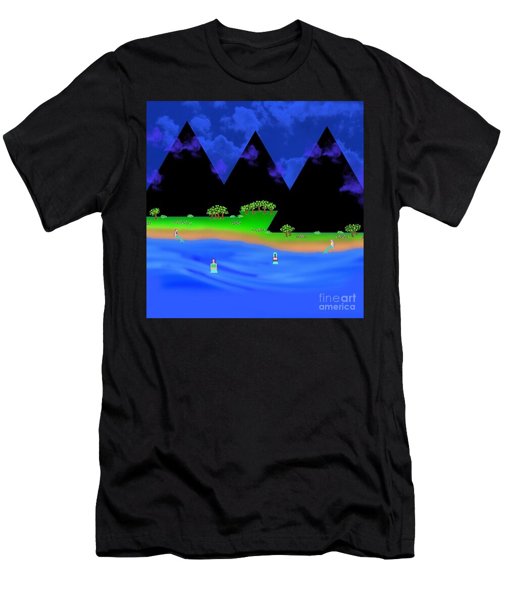 Water T-Shirt featuring the digital art The Gathering Place by Diamante Lavendar