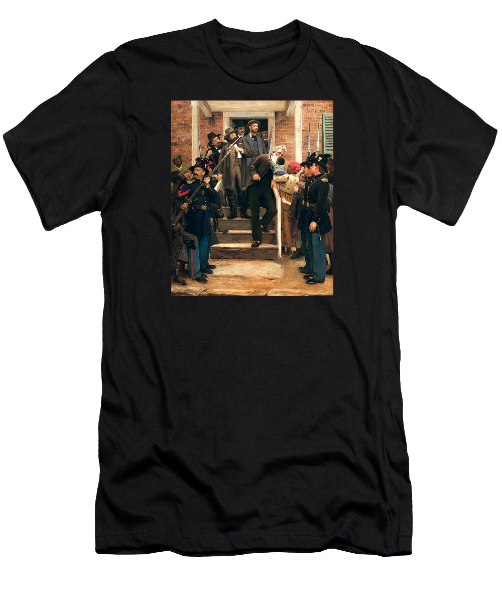 John Brown T-Shirt featuring the painting The Last Moments of John Brown - Thomas Hovenden by War Is Hell Store