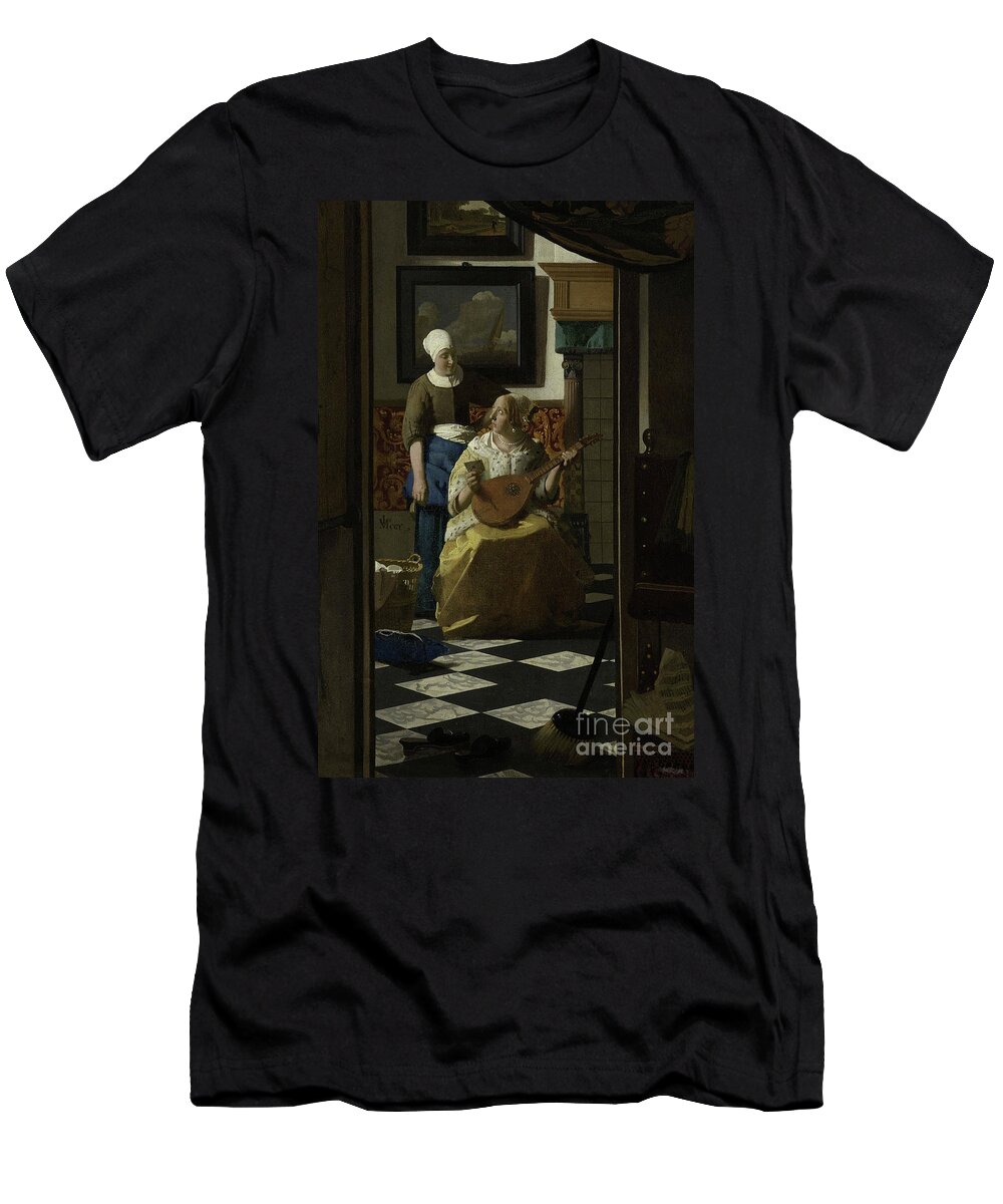 Jan T-Shirt featuring the painting The Love Letter By Vermeer by Jan Vermeer