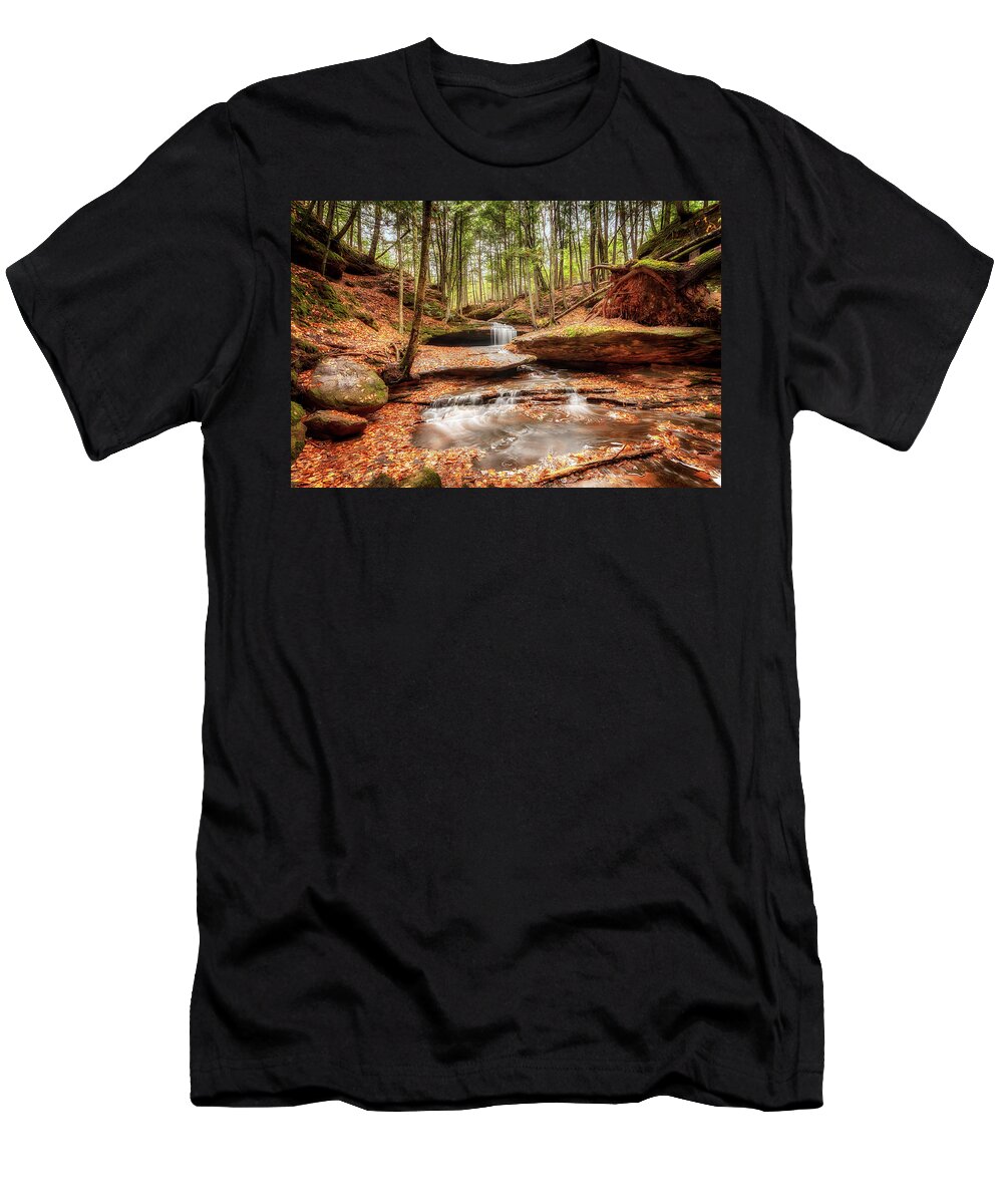 Waterfall T-Shirt featuring the photograph The Magical Dells at Houghton Falls by Susan Rissi Tregoning