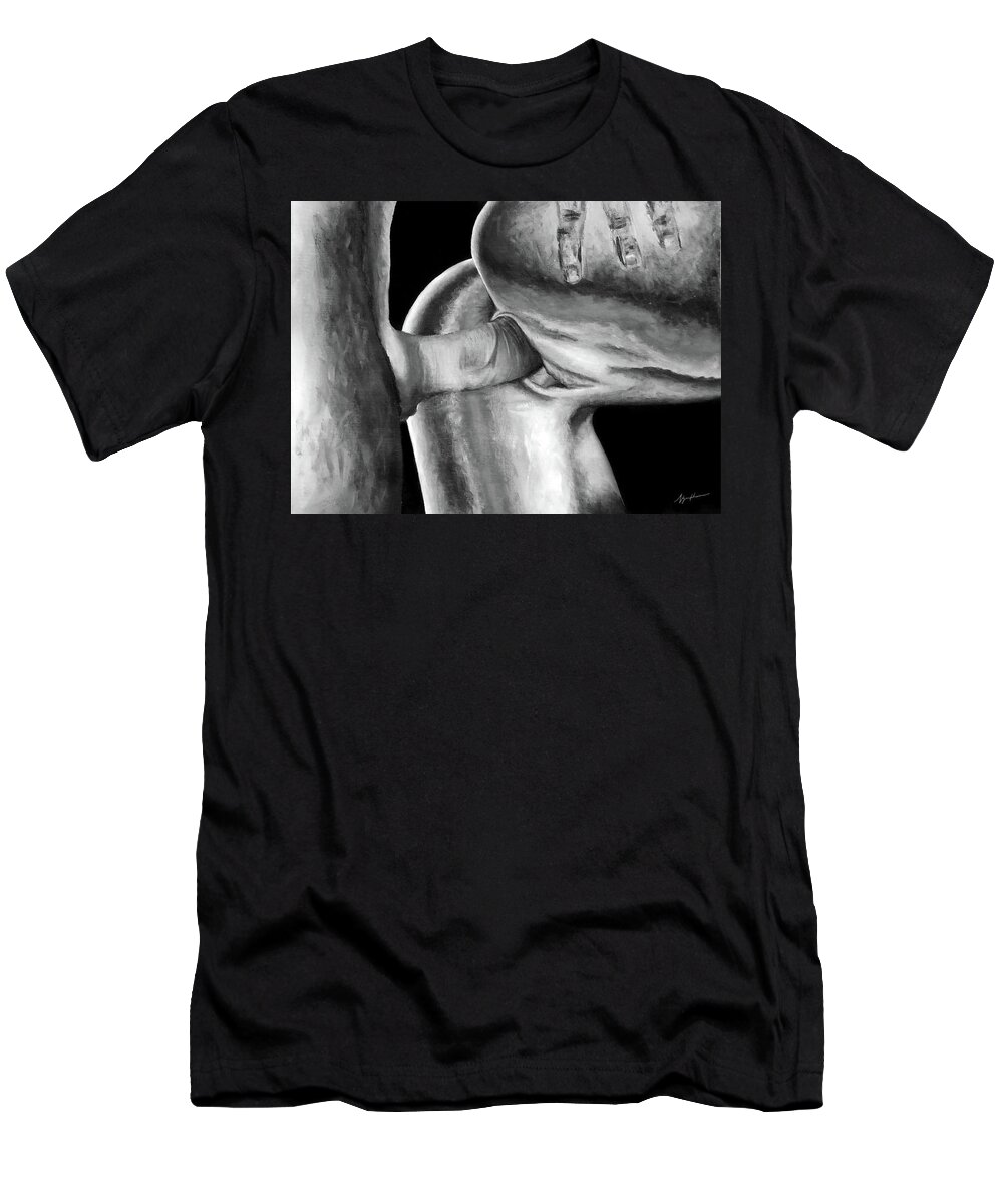 The Penetration bw - Erotic Art Illustration Nude Sex Sexual Love Lovers  Relationship Couple T-Shirt by Nymphainna AB - Fine Art America