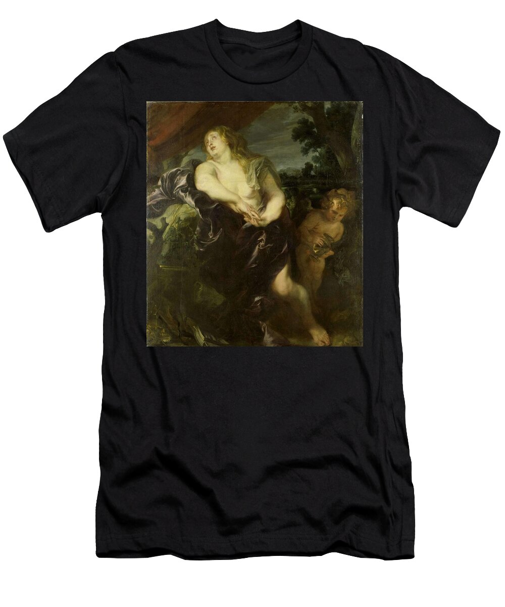 Anton Van Dyck T-Shirt featuring the painting The Penitent Mary Magdalene. by Anthony van Dyck -1599-1641-