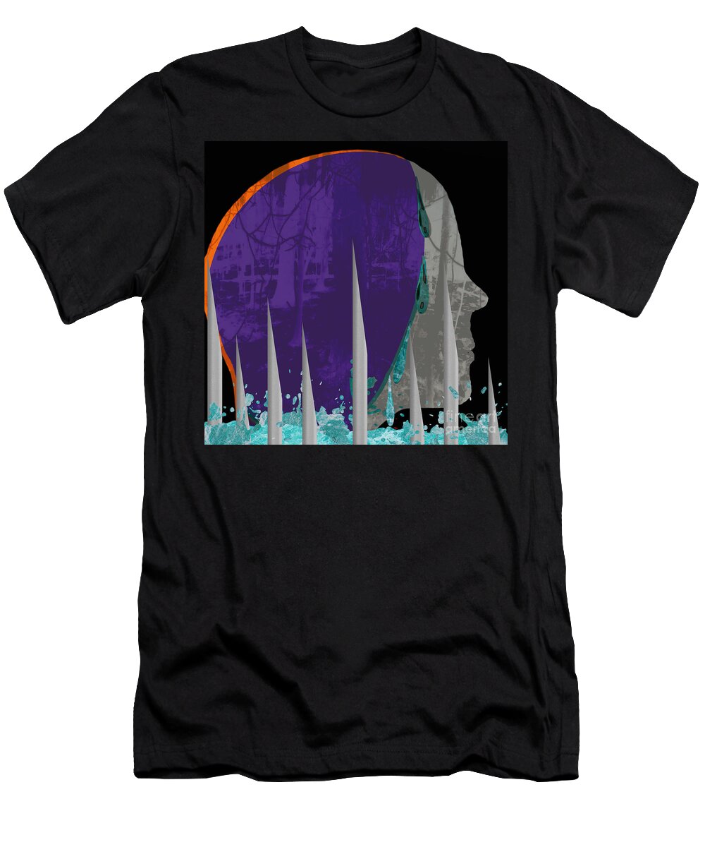 Profile T-Shirt featuring the mixed media The Sea Of Regret by Diamante Lavendar