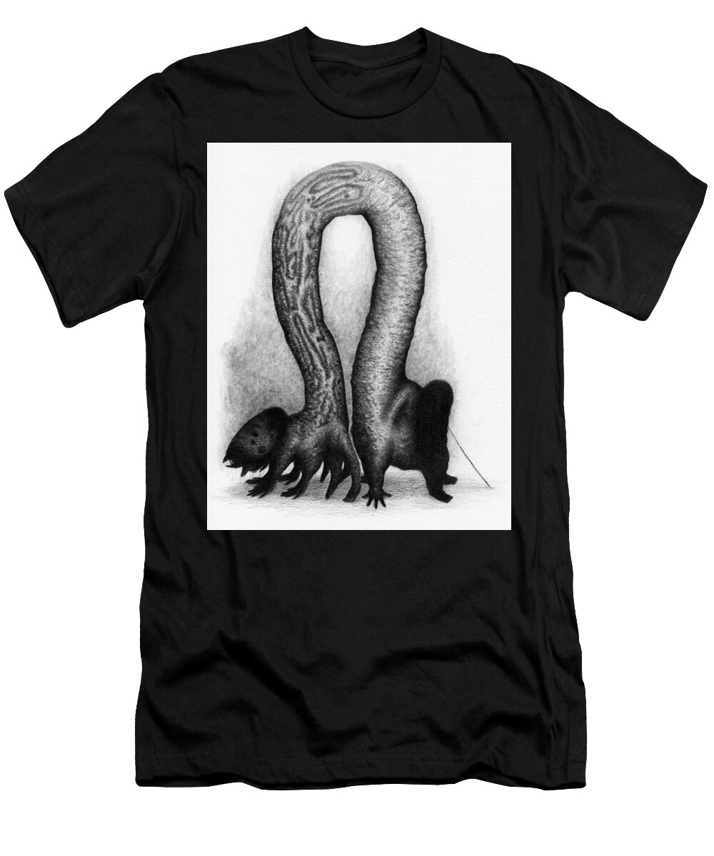 Horror T-Shirt featuring the drawing The Very Hungry Inch Worm - Artwork by Ryan Nieves