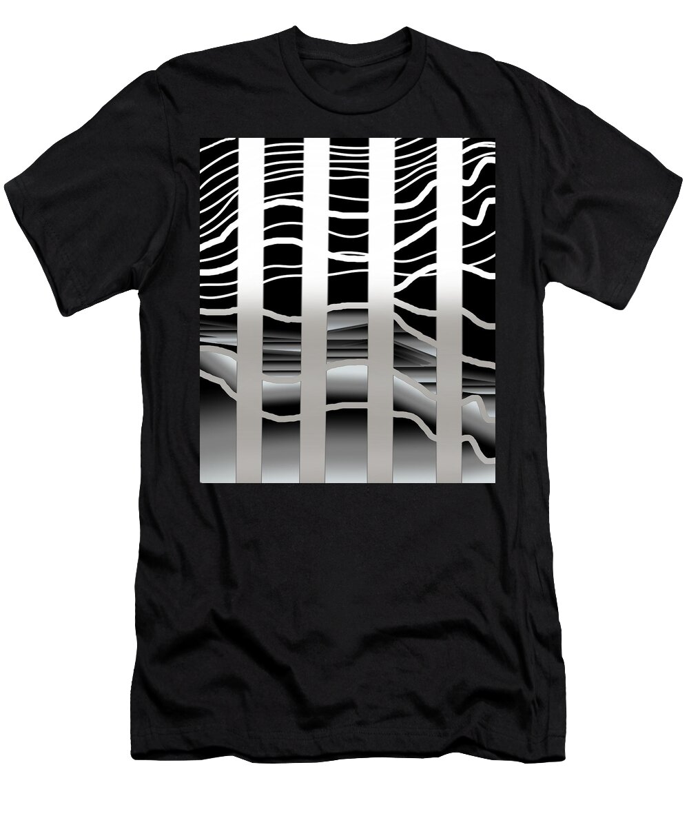 Modern Abstract Art T-Shirt featuring the digital art Though The Layers by Joan Stratton