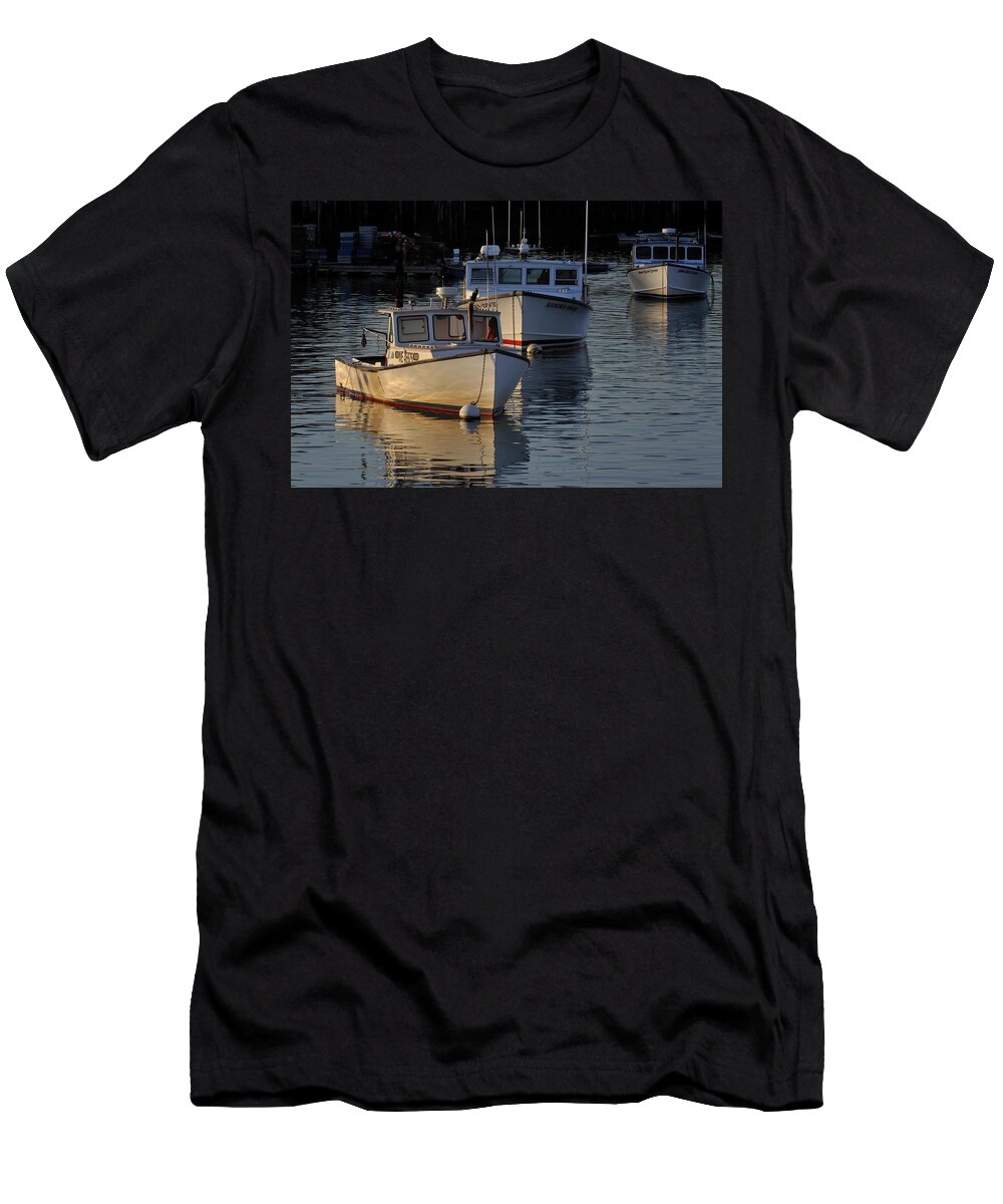 Maine T-Shirt featuring the photograph Three Boats in Maine by Tom Gresham