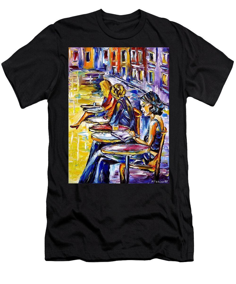 I Love Paris T-Shirt featuring the painting Three Parisiennes by Mirek Kuzniar