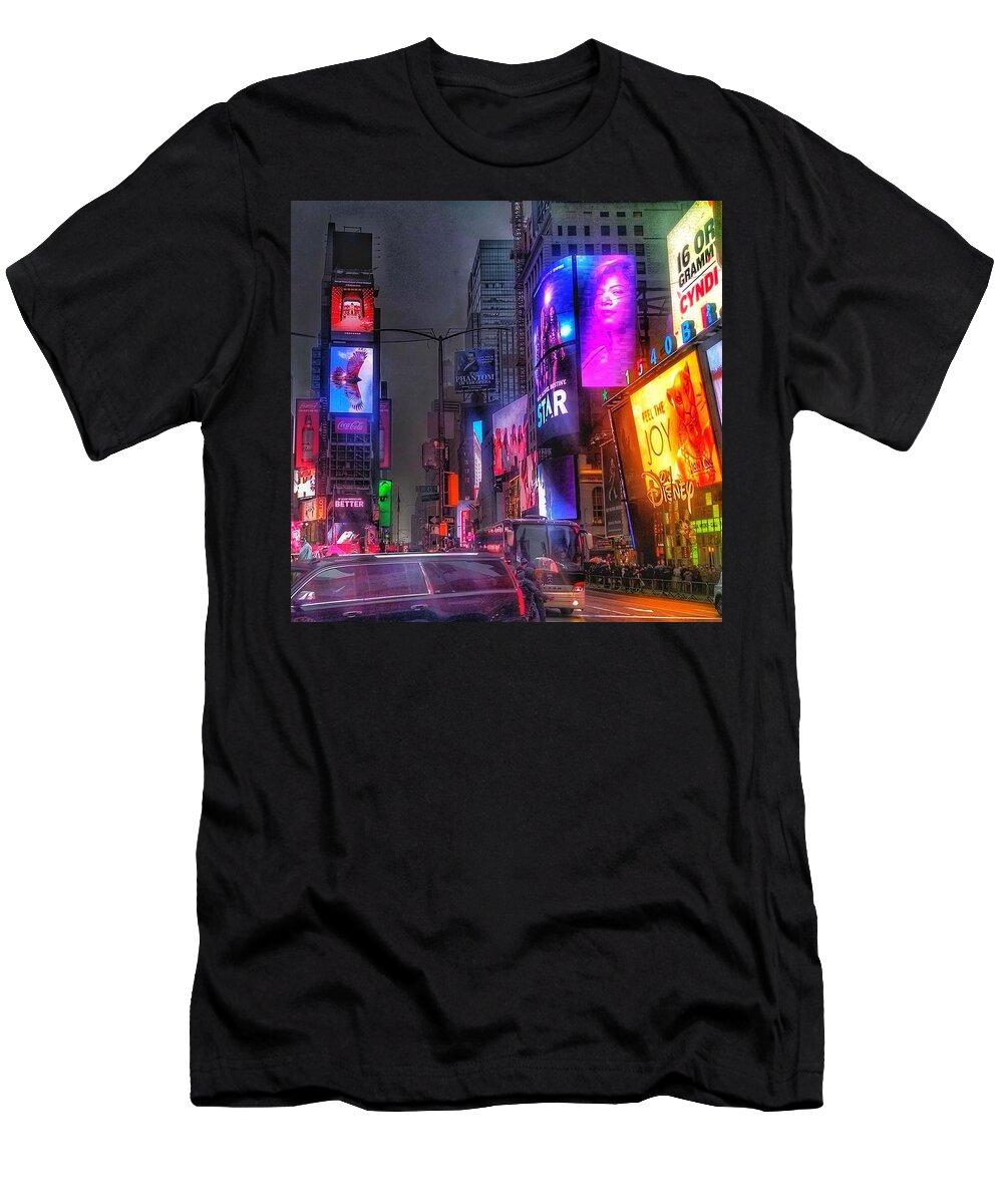 Times Square T-Shirt featuring the photograph Times Square - The Light Fantastic 2016 by Christopher Lotito