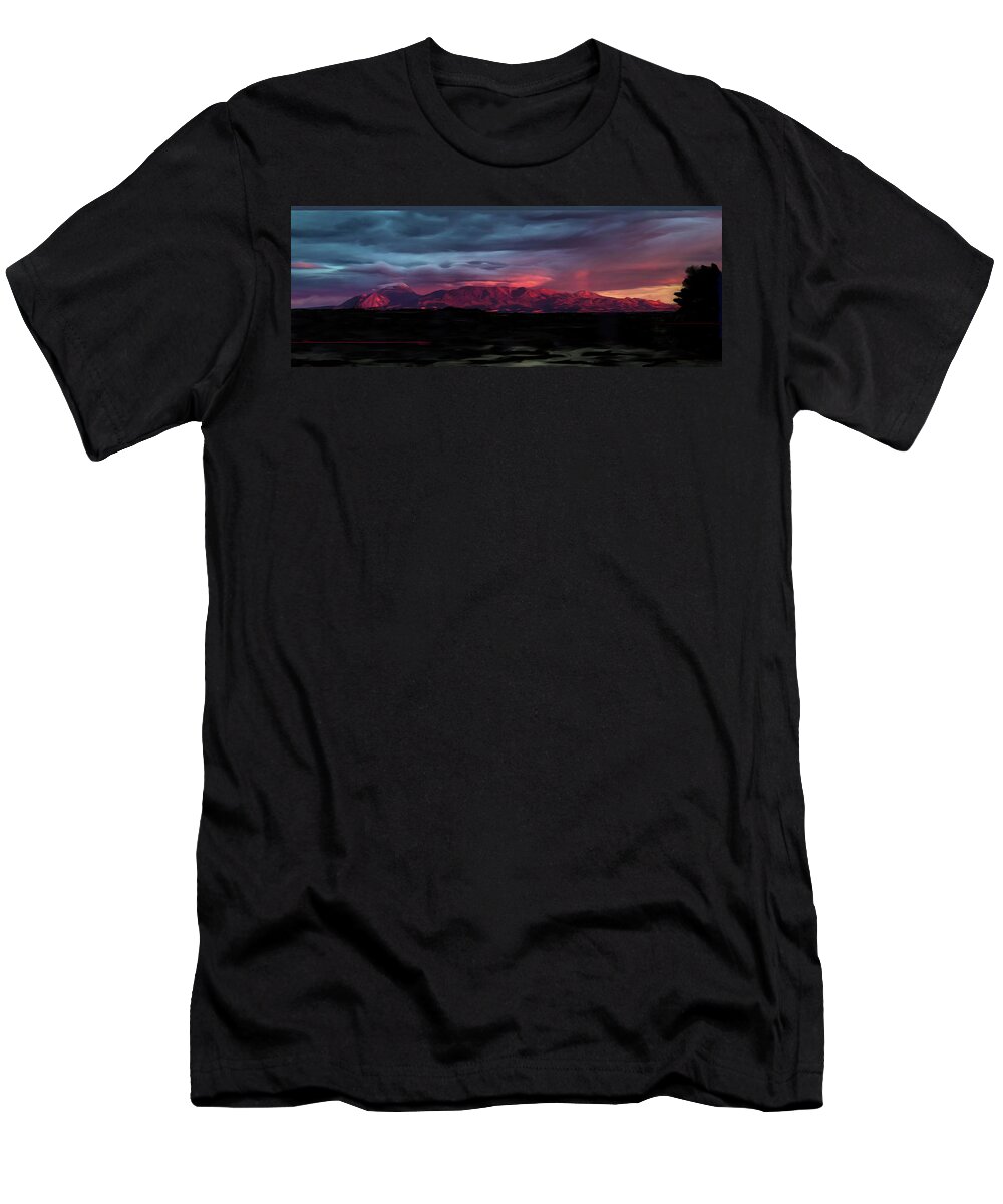 Ute Mountain T-Shirt featuring the mixed media Ute Mountain, October Sky by Jonathan Thompson