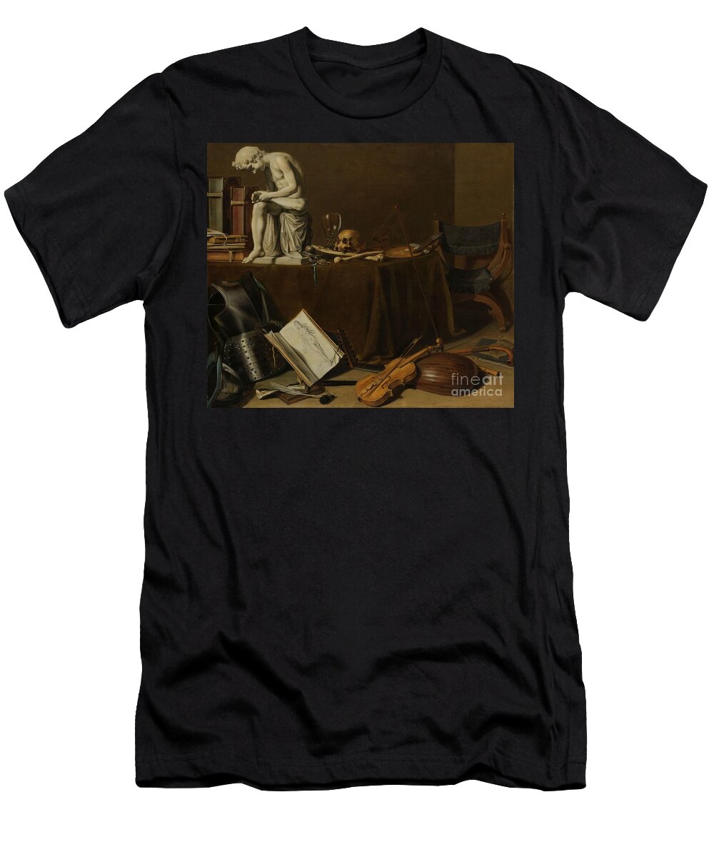 Vanitas T-Shirt featuring the painting Vanitas Still Life With The Spinario, 1628 by Pieter Claesz