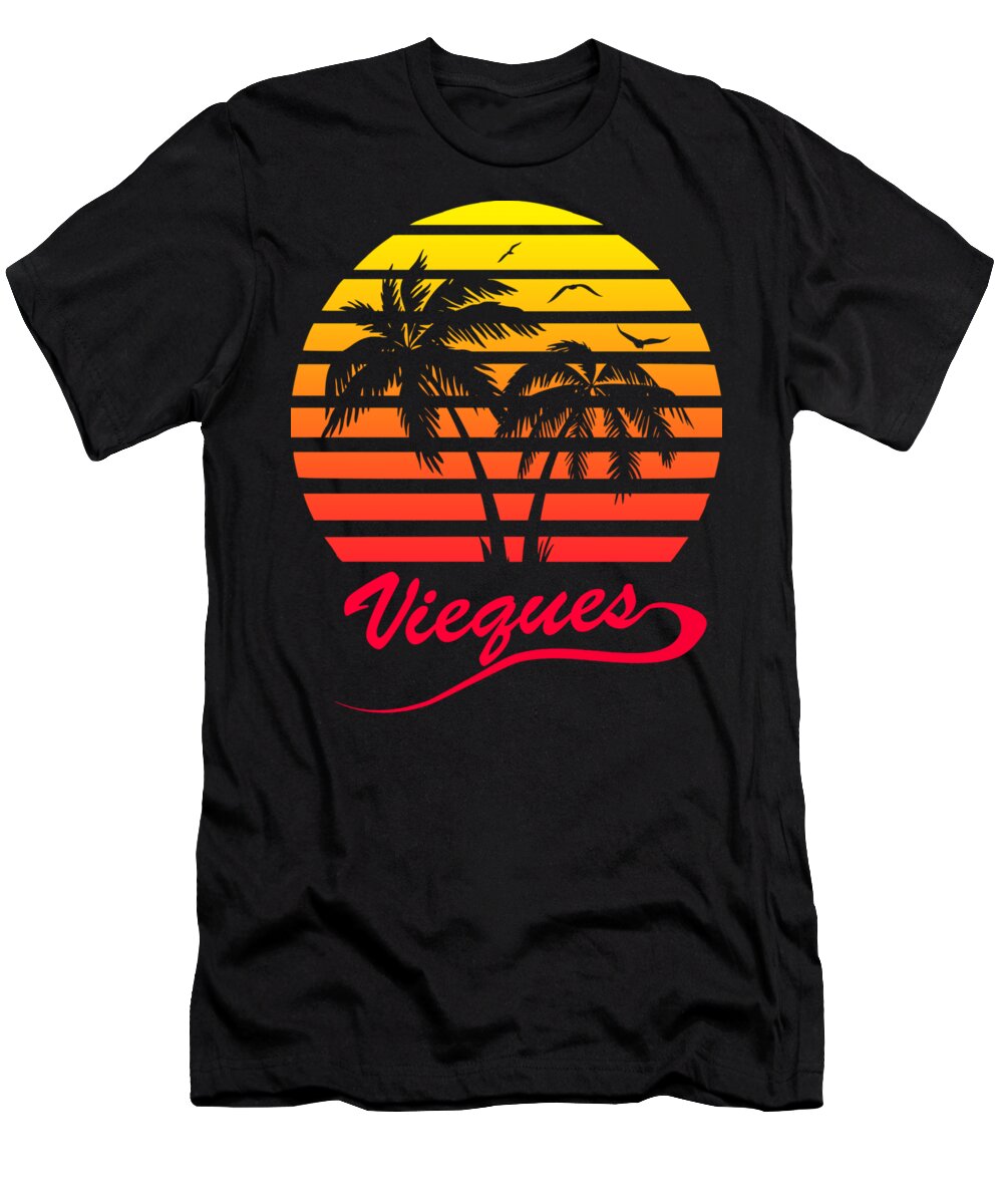 Puerto Rico T-Shirt featuring the digital art Vieques Sunset by Filip Schpindel
