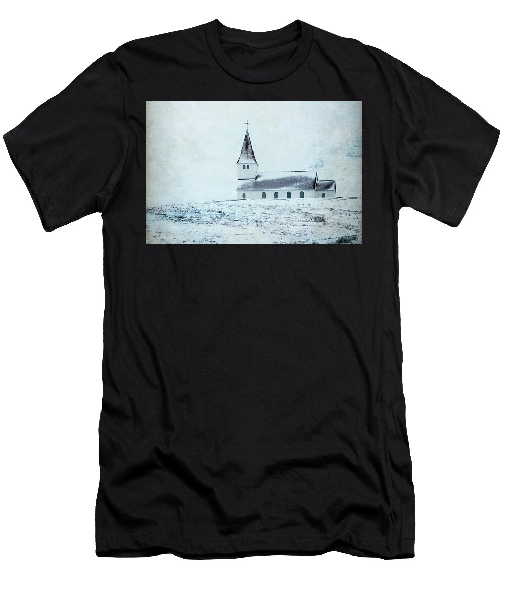 Iceland T-Shirt featuring the photograph Vik i Myrdal Church in Snow by Kathryn McBride