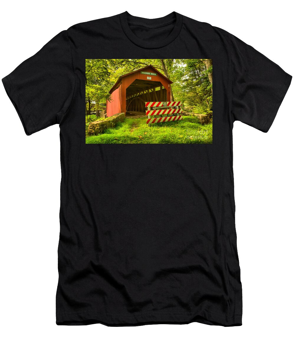 Wagoners Covered Bridge T-Shirt featuring the photograph Wagoner Covered Bridge by Adam Jewell