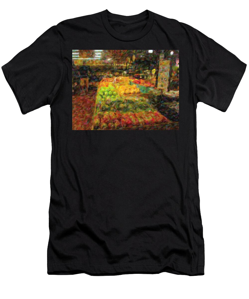 Produce T-Shirt featuring the digital art Wild Man Apples by David Zimmerman