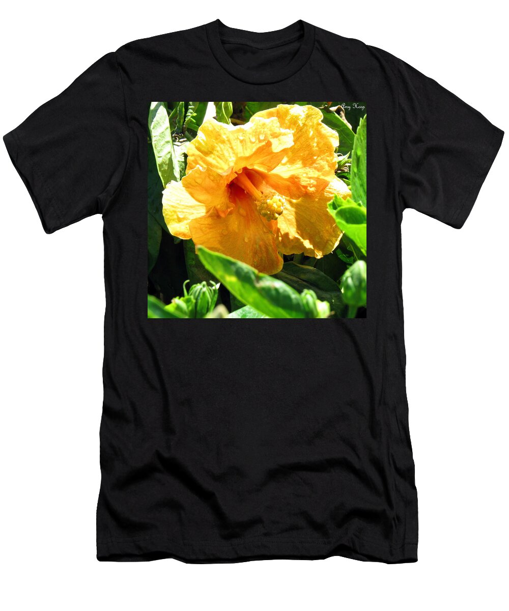 Flower T-Shirt featuring the photograph Yellow Giant After The Rain by Amy Hosp