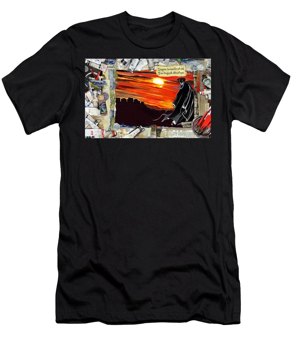 Golem T-Shirt featuring the painting Zolidian Page One by Yom Tov Blumenthal