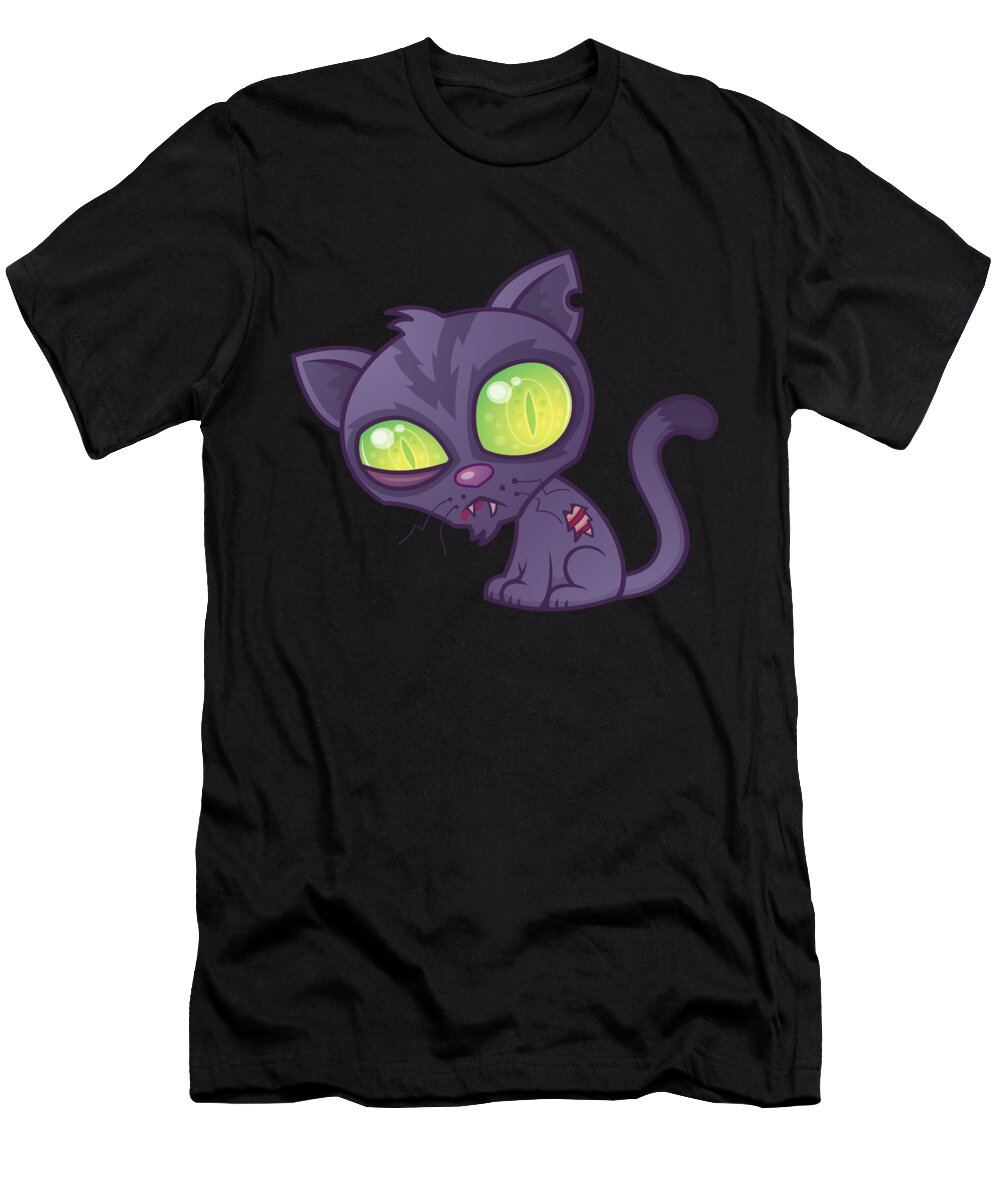Cat T-Shirt featuring the digital art Zombie Kitty by John Schwegel