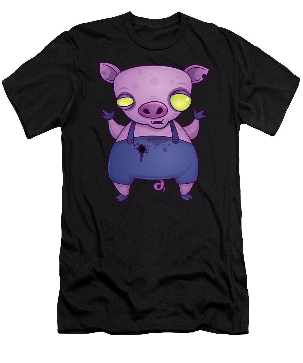 Zombie T-Shirt featuring the digital art Zombie Pig by John Schwegel