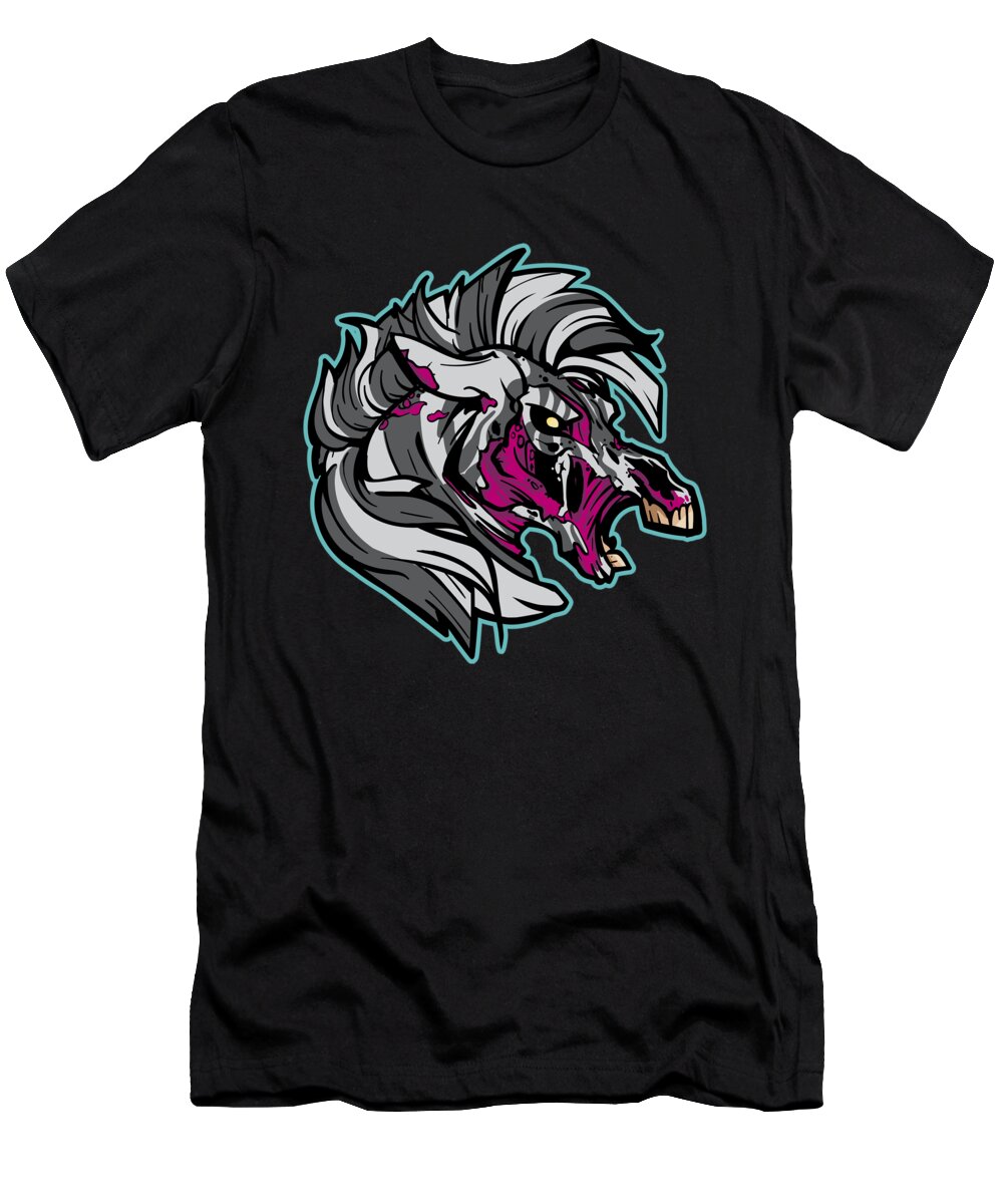 Skull T-Shirt featuring the digital art Zombie Zebra Halloween Horror by Mister Tee