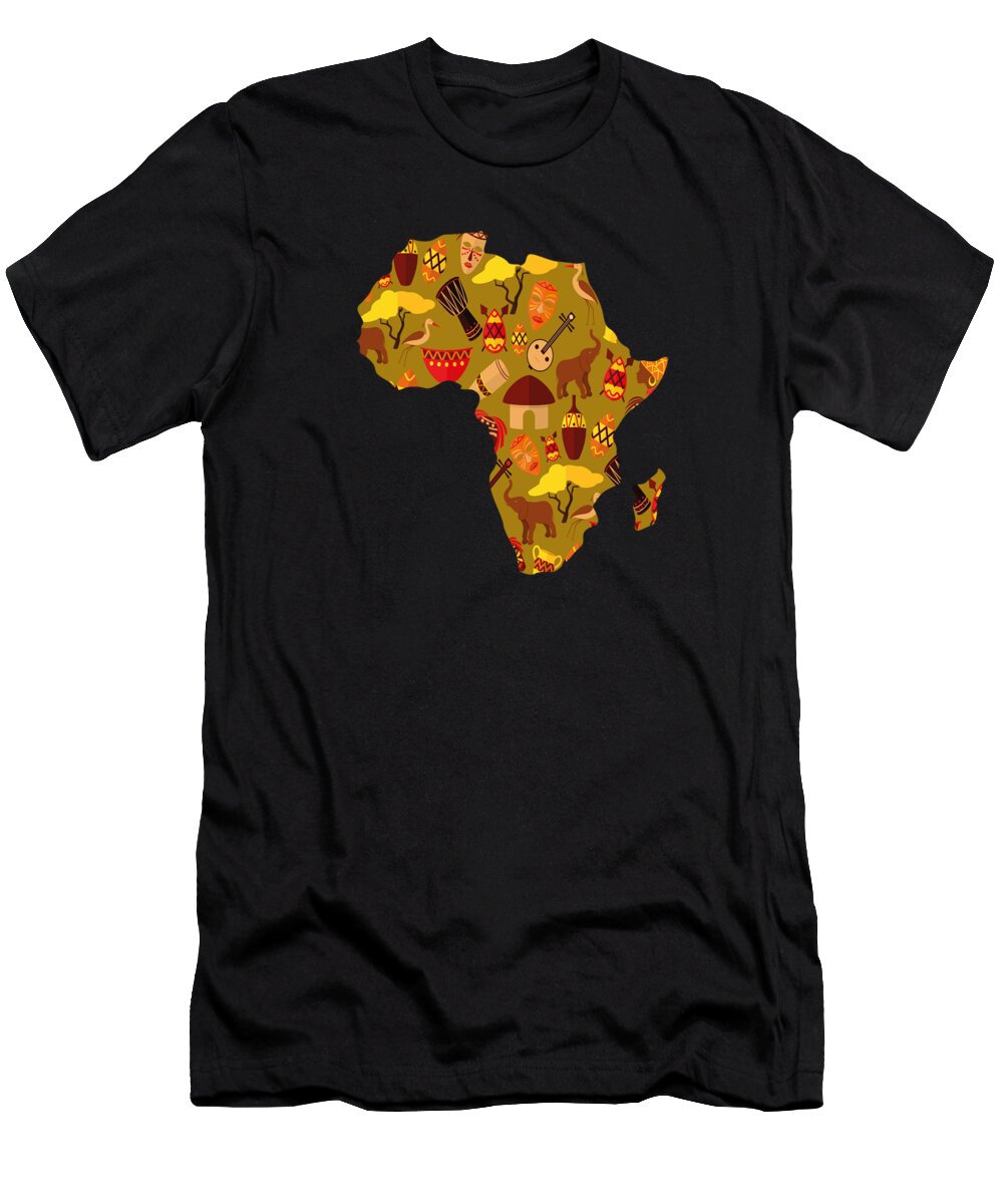 Africa Map Pattern T-Shirt featuring the digital art Africa Map Pattern #1 by Manuel Schmucker