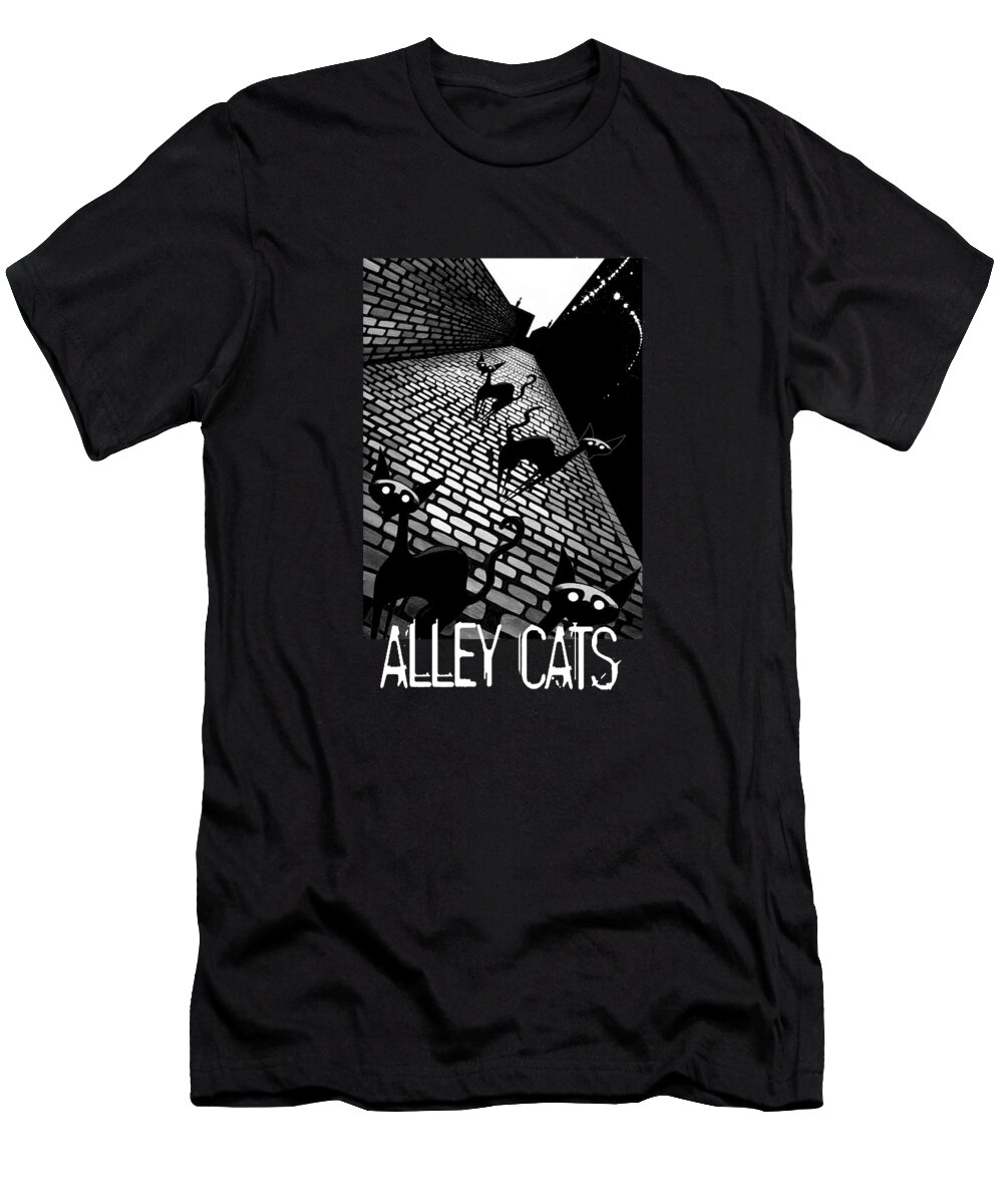 Cats T-Shirt featuring the drawing Alley Cats #2 by Andrew Hitchen