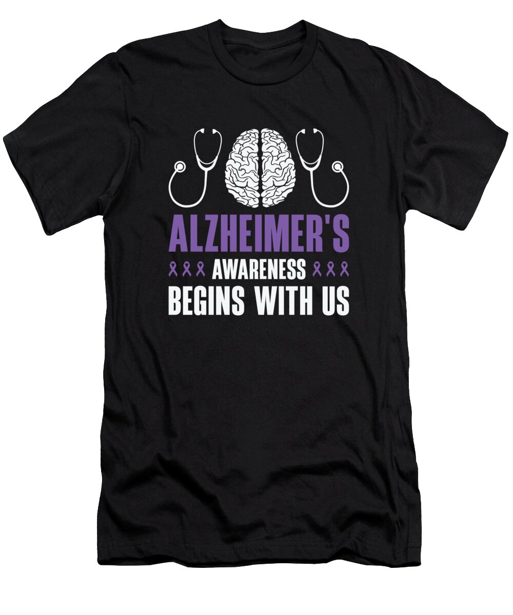 Alzheimers Awareness T-Shirt featuring the digital art Alzheimers Awareness Brain Doctors Health #1 by Toms Tee Store